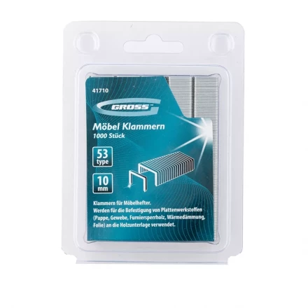 Скобы 10 мм для мебельного степлера усиленные тип 53 1000 шт GROSS 41710 купить в Когалыме