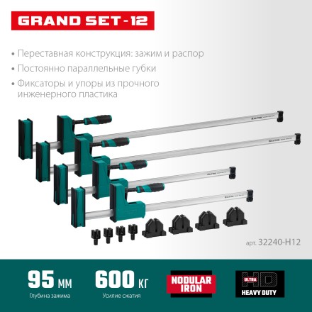 Набор корпусных струбцин KRAFTOOL GRAND 32240-H12 купить в Когалыме