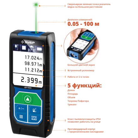 Дальномер лазерный ДЛ-100 100м серия ПРОФЕССИОНАЛ купить в Когалыме