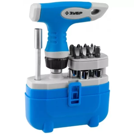 Набор ЗУБР "ЭКСПЕРТ" Отвертка реверсивная с пистолетной двухкомпонетной рукояткой; Cr-V биты, 20 предметов 25413-H20 купить в Когалыме