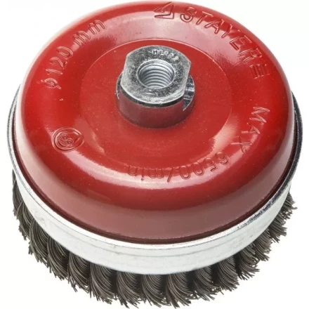 ЗУБР "ПРОФЕССИОНАЛ". Щетка чашечная усиленная для УШМ, плетеные пучки стальной проволоки 0,5мм, 120ммхМ14 3527-120_z02 купить в Когалыме
