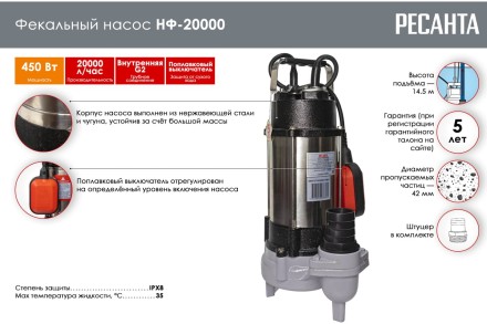 Фекальный насос Ресанта НФ-20000 77/5/2 купить в Когалыме