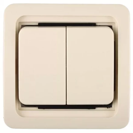 Выключатель СВЕТОЗАР "ГАММА" двухклавишный, без подсветки, цвет бежевый, 10А/~250В SV-54134-B купить в Когалыме