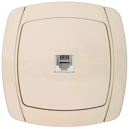 Розетка СВЕТОЗАР "CITY LIGHT" телефонная одинарная в сборе, цвет бежевый SV-54217-B купить в Когалыме