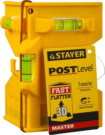 Уровень-угольник STAYER &quot;MASTER&quot; &quot;POSTLevel&quot; пластмассовый с магнитом, 3 ампулы 3456_z01 купить в Когалыме