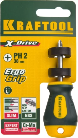 Отвертка KRAFTOOL, Cr-Mo-V сталь, двухкомпонентная противоскользящая рукоятка, PH, №2x38мм 250072-2-038 купить в Когалыме