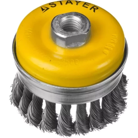 STAYER "PROFESSIONAL". Щетка чашечная усиленная для УШМ, жгутированная стальная проволока 0,5мм, 80ммхМ14 35137-080 купить в Когалыме