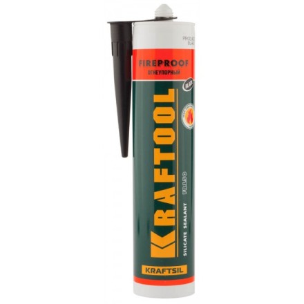 Герметик KRAFTOOL KRAFTFLEX FR150 силикатный огнеупорный &quot;+1500 С&quot;, жаростойкий, черный, 300мл 41260-4_G купить в Когалыме