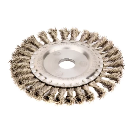 Щетка для УШМ 150 мм Плоская крученая нержавеющая проволока 0.5мм посадка 22.2 мм Denzel 746343 купить в Когалыме