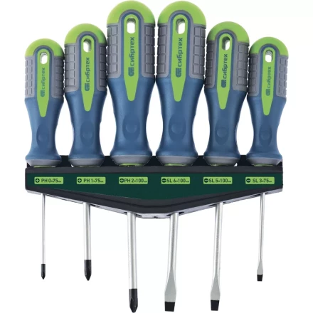 Набор отверток CrV трехкомпонентные рукоятки 6 предметов Сибртех 13374 купить в Когалыме