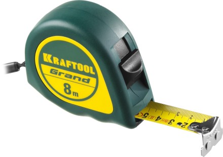 Рулетка KRAFTOOL GRAND, обрезиненный пластиковый корпус, 8м/25мм 34022-08-25 купить в Когалыме