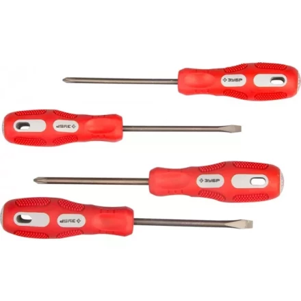Набор отверток ЗУБР "МАСТЕР", хром-ванадиевая сталь, эргономичная трехкомпонентная рукоятка, 4шт 25235-H4 купить в Когалыме