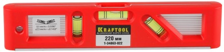 Уровень KRAFTOOL &quot;PRO&quot; &quot;DIRECTOR LEVEL&quot; с магнитом, 3 ампулы, 220мм 1-34863-022 купить в Когалыме