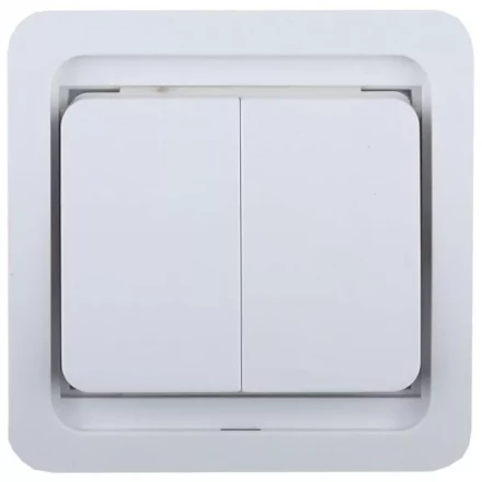 Выключатель СВЕТОЗАР "ГАММА" двухклавишный, без подсветки, цвет белый, 10А/~250В SV-54134-W купить в Когалыме