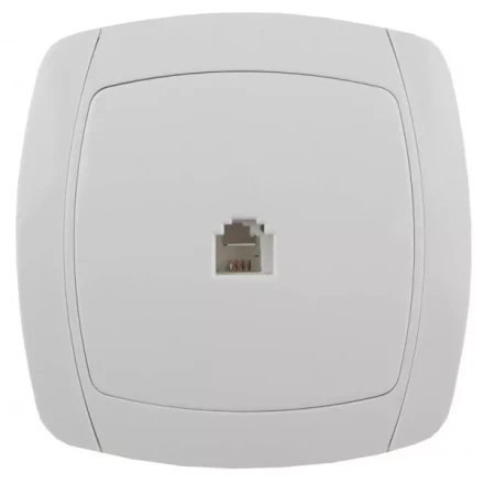 Розетка СВЕТОЗАР "CITY LIGHT" телефонная одинарная в сборе, цвет белый SV-54217-W купить в Когалыме