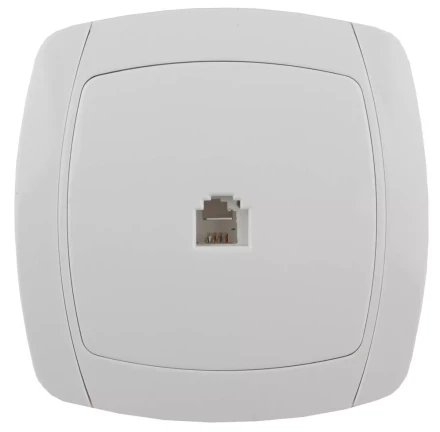 Розетка СВЕТОЗАР "CITY LIGHT" телефонная одинарная в сборе, цвет белый SV-54217-W купить в Когалыме