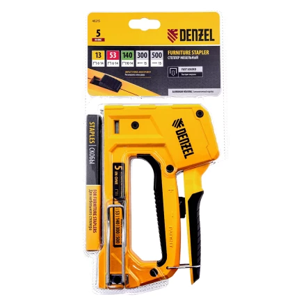 Степлер мебельный Denzel 40215, тип 53 и 13, 6-14мм, тип 140, 10-14мм, тип 300, 15мм, тип 500, 15мм купить в Когалыме
