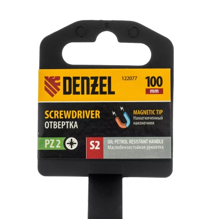 Отвертка, PZ2x100 мм, S2, 3к рукоятка Denzel 122077 купить в Когалыме