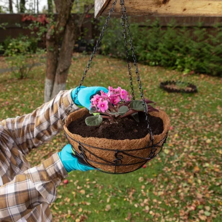 Кашпо подвесное с орнаментом Palisad, с кокосовой корзиной, диаметр 30 см, 690048 купить в Когалыме