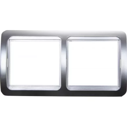 Панель СВЕТОЗАР "ГАММА" накладная, горизонтальная, цвет светло-серый металлик, 2 гнезда SV-54146-SM купить в Когалыме