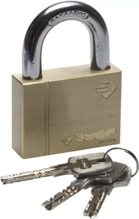 Замок ЗУБР "ЭКСПЕРТ" навесной, латунный корпус, классическая форма, закаленная дужка, 60мм 37299-60 купить в Когалыме