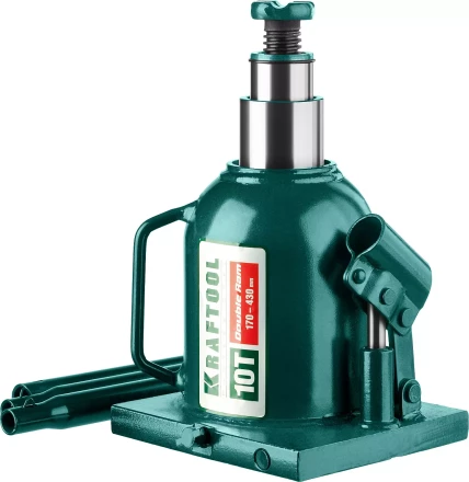 Домкрат гидравлический бутылочный "Double Ram", сварной, телескопический, 10т, 170-430мм, KRAFTOOL 43463-10 43463-10 купить в Когалыме