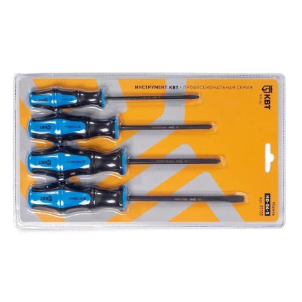 Набор слесарных отверток из стали S2 КВТ НО-04-S, 4 шт. (87105) купить в Когалыме