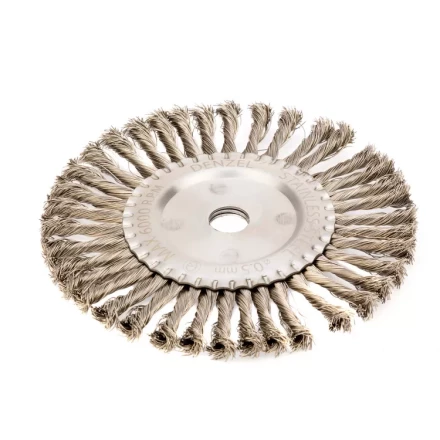 Щетка для УШМ 200 мм Плоская крученая нержавеющая проволока 0.5 мм посадка 22.2 мм Denzel 746383 купить в Когалыме