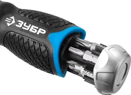 Набор ЗУБР "ПРОФЕССИОНАЛ": Отвертка реверсив с двухкомп рукоят, насадки, CrMo, рукоят с отсеком для хранения бит, 24 предмета 25353-H24 купить в Когалыме