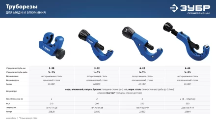 ЗУБР Универсал-42, 6 - 42 мм, труборез для меди и алюминия, Профессионал (23850) купить в Когалыме