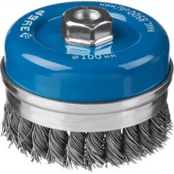 ЗУБР "ПРОФЕССИОНАЛ". Щетка чашечная усиленная для УШМ, плетеные пучки стальной проволоки 0,8мм, 100ммхМ14 35271-100_z02