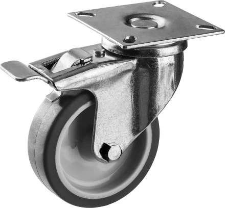 ЗУБР d 75 мм, г/п 60 кг, резина/полипропилен, термопластичное поворотное колесо c тормозом, Профессионал (30946-75-B) купить в Когалыме