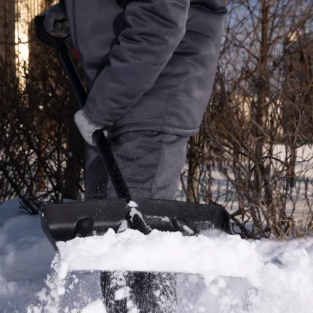 Лопата для уборки снега пластиковая, 450х325х1370 мм, стальной черенок, Palisad 61660 купить в Когалыме
