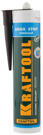 Герметик KRAFTOOL KRAFTSeal GX107 &quot;AQUA STOP&quot; силиконовый стекольный, черный, 300мл 41256-4 купить в Когалыме