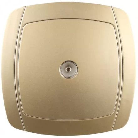 Розетка СВЕТОЗАР "АКЦЕНТ" телевизионная одинарная в сборе, цвет золотой металлик SV-54215-GM купить в Когалыме