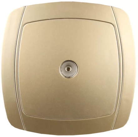 Розетка СВЕТОЗАР "АКЦЕНТ" телевизионная одинарная в сборе, цвет золотой металлик SV-54215-GM купить в Когалыме