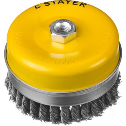 STAYER &quot;PROFESSIONAL&quot;. Щетка чашечная усиленная для УШМ, жгутированная стальная проволока 0,5мм, 120ммхМ14 35137-120 купить в Когалыме