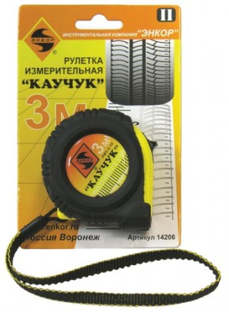 Рулетка 3м Каучук с фиксатором Энкор 14206 купить в Когалыме
