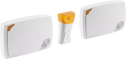 Звонок СВЕТОЗАР "ТРИО" электрический беспроводной 120м, 36 мелодий, 2 звонка, 1 кнопка, A23, 2*3АА 58076 купить в Когалыме