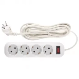 Удлинитель бытовой серия EF, с заземлением и выключателем, 4м, 4 розетки, 10A Stern 95777