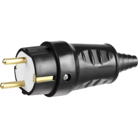 Вилка СИБИН электрическая ударопрочная, с заземлением, 16А/220В, черная 55115-B купить в Когалыме