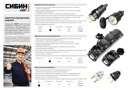 Вилка СИБИН электрическая ударопрочная, с заземлением, 16А/220В, черная 55115-B купить в Когалыме