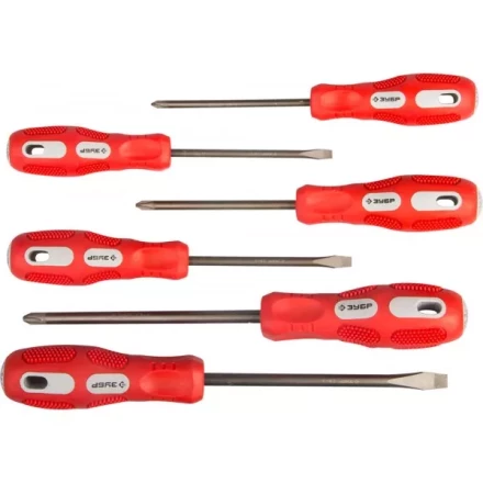 Набор отверток ЗУБР "МАСТЕР", хром-ванадиевая сталь, эргономичная трехкомпонентная рукоятка, 6шт 25235-H6 купить в Когалыме