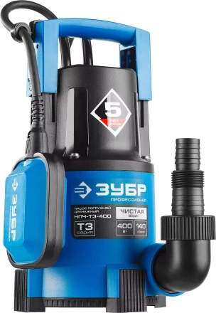 Насос ЗУБР "ПРОФЕССИОНАЛ" Т3 погружной дренажный для чистой воды (d пропускаемых частиц до 5мм), 400Вт, пропускная способность 140л/мин, напор 8,0м НПЧ-Т3-400 купить в Когалыме