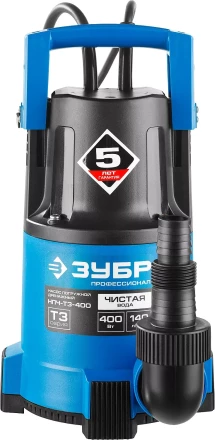 Насос ЗУБР "ПРОФЕССИОНАЛ" Т3 погружной дренажный для чистой воды (d пропускаемых частиц до 5мм), 400Вт, пропускная способность 140л/мин, напор 8,0м НПЧ-Т3-400 купить в Когалыме