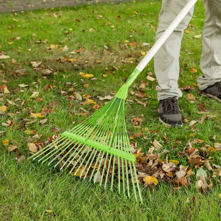 Грабли веерные стальные Palisad, 565 мм, 22 плоских зуба, эмалированные, усиленные, без черенка, 617015 купить в Когалыме