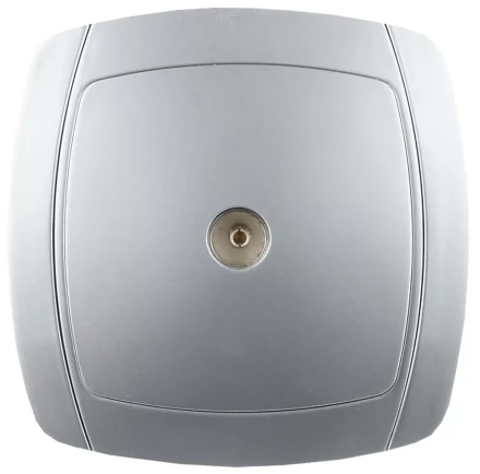 Розетка СВЕТОЗАР "АКЦЕНТ" телевизионная одинарная в сборе, цвет серебристый металлик SV-54215-SM купить в Когалыме