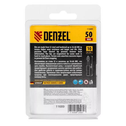 Бита IMPACT, PH2x50 мм, лазерная обработка шлица, сталь S2, 10 шт., Е 6,3 Denzel 11689 купить в Когалыме