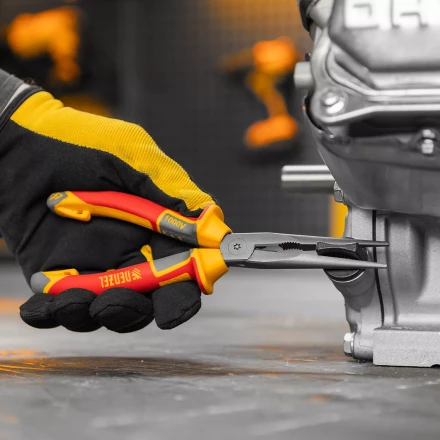 Длинногубцы прямые Denzel 17305, диэлектрические рукоятки до 1000 В, трехкомпонентные рукоятки, 205мм купить в Когалыме