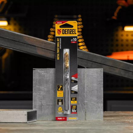 Сверло спиральное по металлу Denzel, 10 x 133 мм, Р6М5, Golden Tip, 718242 купить в Когалыме